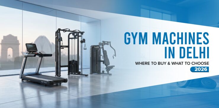 Modern commercial gym with cardio machines, strength equipment, and functional training setup in Delhi