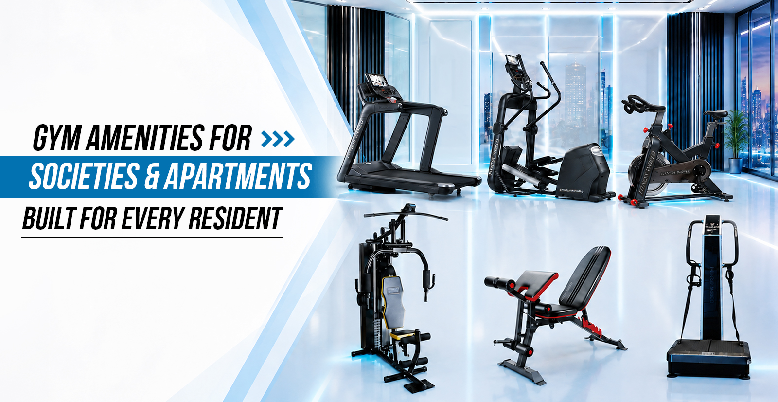 Gym equipment setup for residential societies and apartments by Fitness World